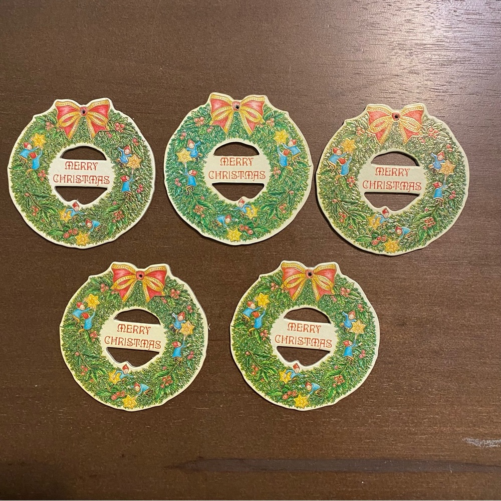 Vintage Merrimack Publishing Angel Elf Christmas Wreath Die cut Ornaments